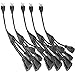 ClearMax 4 in 1 Power Cord, 16 AWG Heavy Duty Power Supply Extension Cable, Multi Outlet Extension Cord, 3 Prong Y Splitter Short Extension Word with Multiple Outlets, 18 Inches, Black, Pack of 5