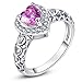 Psiroy 925 Sterling Silver Created Pink Topaz Filled Halo Heart Promise Ring
