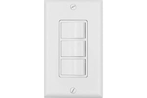 Baomain Triple Rocker Light Switch with Wall Plate, 15A 120V Single Pole, 3 Individual Switches Grounding, Combination Wall Switch White, UL & CUL Listed