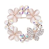 Maikun Colored Rhinestone Opal Cute Butterfly Flower Brooch Gift for Valentine's Day