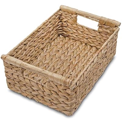 Natural Water hyacinth storage basket with Handle, Rectangular Wicker Basket for Organizing, Decorative Wicker Storage… 51nTqshyaiL