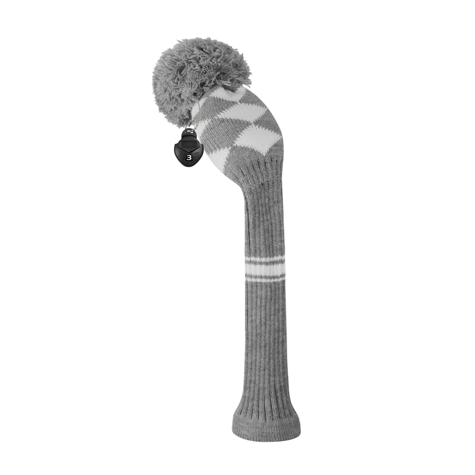 Knit Hybrid Golf Club Covers Fits Hybrids/UT Classical Fine Stripes with Long Neck Funny and Fresh Colors (Grey White Argyles)