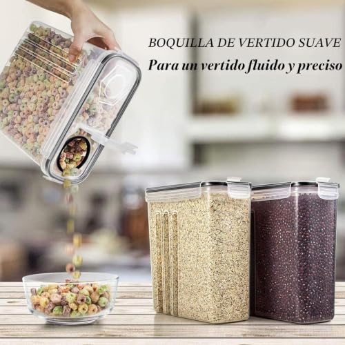 Wildone 8 x 2.5L Airtight Cereal Dry Food Containers for Sugar, Flour etc Black Leak Proof Lids