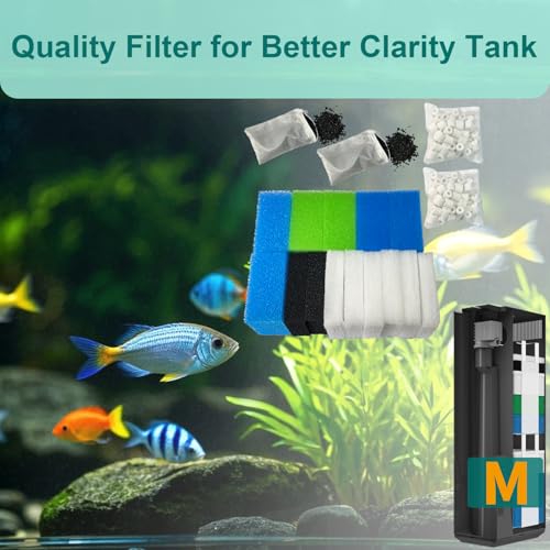 beaufan Aquarium Filter Set Compatible with Juwel Bioflow 3.0M (2 Blue Thin Sponges, 2 Blue Coarse Sponges, 2 Green Sponges, 2 Activated Carbon Sponges, 6 Filter Wadding, 2 Carbon Filters