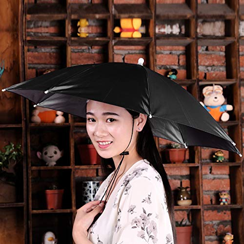 AQUEENLY Elastic Umbrella Hat for Fishing Gardening Outdoor, 20'' Diameter Hand Free Hat Headwear for Adults and Kids, Dark Blue - Thumbnail 3