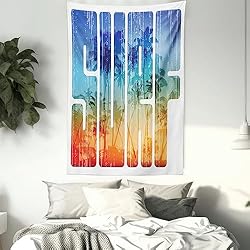 Ambesonne Surf Tapestry, Summer Theme Retro Letters