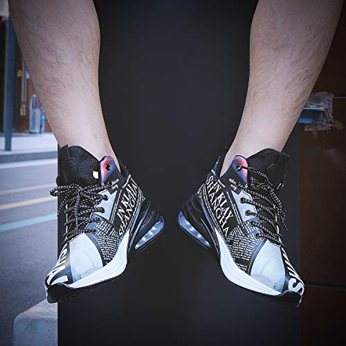 FEITAI Mens Basketball Shoes Air Cushion Running Sneakers Men Sport Fashion High Top Athletic, Black 11