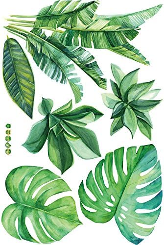 DIY Green Plants Leaves Removable Wall Stickers,Living Room Bedroom TV Background Home Wall Decoration,Art Environmental Protection Evergreen Wall Paper