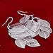 EIGA Women's Silver Plated Leaf Dangle Earrings