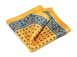 HISDERN Men's Floral Pocket Square Handkerchief Yellow / Blue