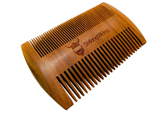 Wooden Beard Comb & Case - Fine & Coarse Teeth from Striking Viking - Anti-Static and Hypoallergenic Wood Pocket Comb For Beards & Mustaches