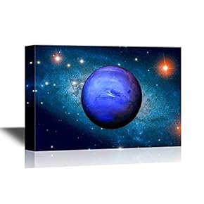 Astronomy Canvas Wall Art - Planet Neptune in Solar System - Gallery Wrap Modern Home Art | Ready to Hang - 12x18 inches