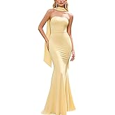 GLNEGE Women's Bodycon Formal Wedding Guest Maxi Dresses with Scarf Summer Strapless Elegant Cocktail Party Dress 2025