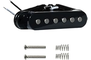 Phrilam Pro Flat Pole Alnico 5 Single Coil Neck/50mm Pickup 5.6K for Strat Style Electric Guitar,Low Noise，Black