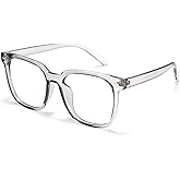 Slocyclub Square Blue Light Blocking Glasses for Women Men Fashion Frame Eyeglasses Retro Big Square Glasses