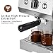 BOWUTTD Espresso Machine Coffee Maker, 1.25L Coffee Machine,Cappuccino, Latte, Moka and Espresso Maker with Milk Frothing Arm for Home and Office, 1050W, 15 Bar Pump, Silver/Stainless Steel