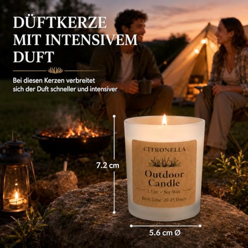 Yinuo Mirror Citronella Scented Candles, 12 x 70 g Citronella Candle Outdoor, Natural Soy Wax and Oils, Summer Fragrance Citronella Candle for Outdoor Use / Garden / Camping / Picnic