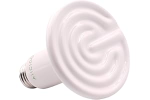 AIICIOO Reptile Heat Lamp Bulb -60W Ceramic Heat Emitter No Harm No Light Infrared Heater Lamp for Chicken Coop Lizard Aquarium Snake Outside Dogs Brooder 110V,White