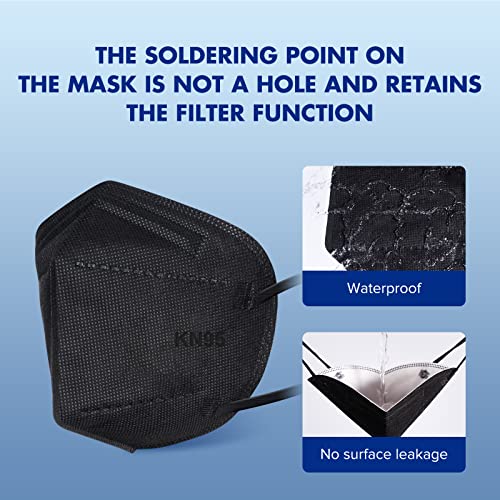KN95 Black Face Masks 20pcs 5-Layer Cup Dust Masks Filtration Efficiency ≥95% Individually Packaged PM2.5 Particulate Respirators Breathable Face Mask
