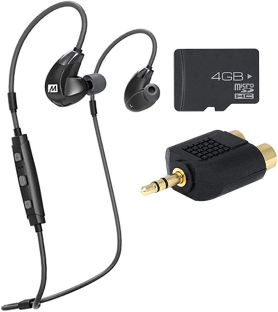 MEElectronics Plus Stereo Bluetooth Wireless Sports in-Ear HD Headphones with Memory Wire Includes Bonus Extreme Speed 4GB MicroSD Memory Card and More