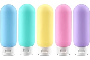 Cosywell Travel Size Bottles for Toiletries 5 Pack 3.4oz Travel Bottles TSA Approved Toiletry Bottles Portable Leakproof Plastic Refillable Cosmetic Containers Shampoo Conditioner Travel Essentials