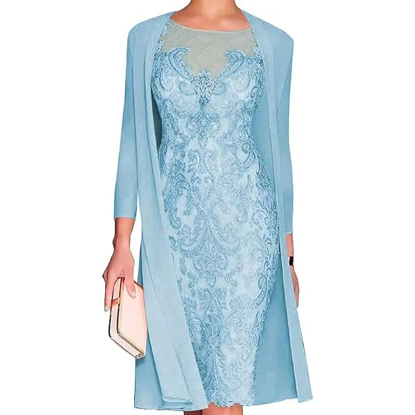 Dusty Blue Lace Mother Of The Bride Dress - A-Line Long Gown With Sleeves, Size 14, Custom Sizing Available - View #9