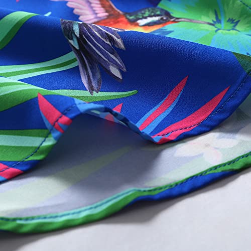 SheLucki Hawaiian Shirt for Men, Unisex Summer Beach Casual Short Sleeve Button Down Shirts, Printed Palmshadow Clothing Pineapple Dark Blue 3XL