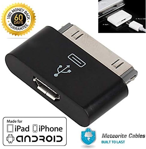 [60 Day Warranty] 30Pin Male to Micro USB (5pin) Female Adapter Converter iPhone4 to Samsung Black