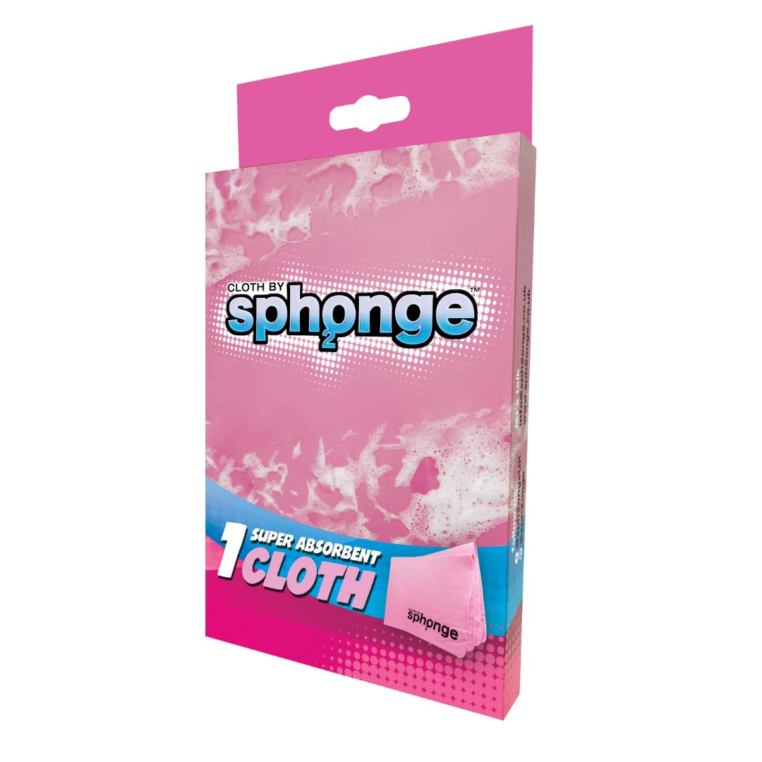 SPH2ONGE Super Absorbent Cloth (Pink) | Multi-Purpose | Designed to Hold x10 Its Weight in Liquid | Re-usable | Perfect All Around Your Home | Effective on Every Surface | Drip-Free and Durable