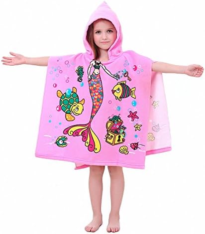 Hooded Towels for Kids Pink Mermaid Bath/Beach Child Towels