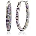Carly Creations Silver Plated Genuine Crystal MultiColored Hoop Earring