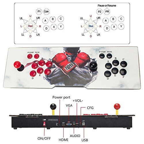 Double Stick Arcade Video Game Console 999 Classic Games 2 Players Pandora's Box 5s with HDMI and VGA Output