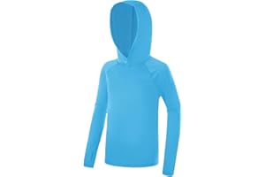 Poekuao Boys Rash Guard Hoodie UPF 50+ Sun Protection Long Sleeve Swim Shirt Quick Dry Kids SPF Fishing Water Beach Shirts