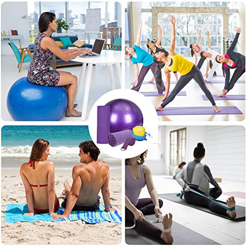 YEVITA Exercise Ball with Yoga Mat, Yoga Towel, Yoga Strap,Yoga Storage Bag, Stability Ball, Improves Balance and Core Strength，Anti-Burst & Extra Thick, Yoga Set Kit 5-Piece - Thumbnail 6