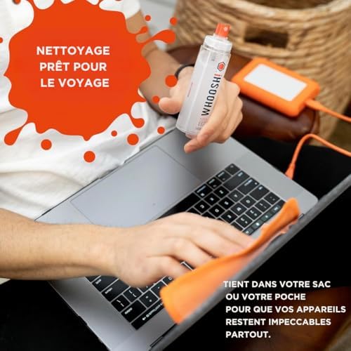 Duo Nettoyant d’écran 8ml & 100ml pour téléphone Lunettes Ordinateur portable MacBook avec chiffons en microfibre Nettoyage du téléphone Sans traces Bouteilles sans fuite Maison Voyage