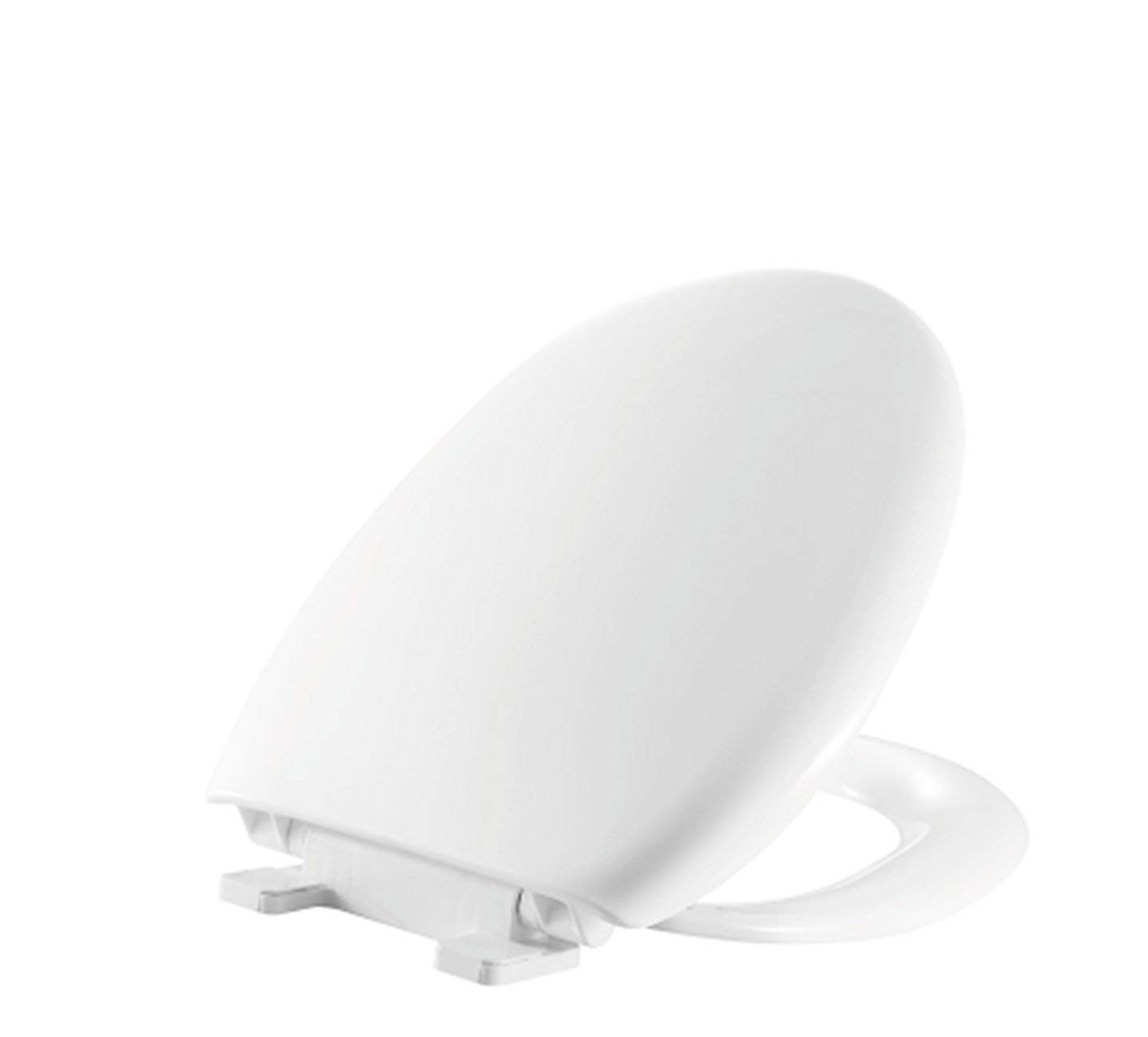 Toilet Soft Close Seat Ultra White Oval White Plastic Adjustable Hinges Quick Release Button for Cleaning Bottom Fixing Self-Closing Toilet Seat