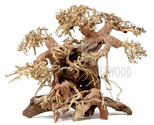 Bonsai Driftwood Aquarium Tree AB (9 Inch Height x 12 Inch Length) Natural, Handcrafted Fish Tank Decoration | Helps Balance Water pH Levels, Stabilizes Environments | Easy to Install