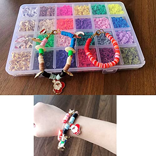 Joojus 3500+ Pcs 6mm 20 Colors Flat Round Polymer Spacer Clay Heishi Beads DIY Jewelry Marking Kit for Jewelry Making Bracelets Necklace Earring, DIY Craft Kit Findings with Pendant and Jump Rings