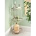 mDesign Free Standing Bathroom or Shower Corner Storage Shelves for Towels, Soap, Shampoo, Lotion, Accessories - 3 Tier, Satin