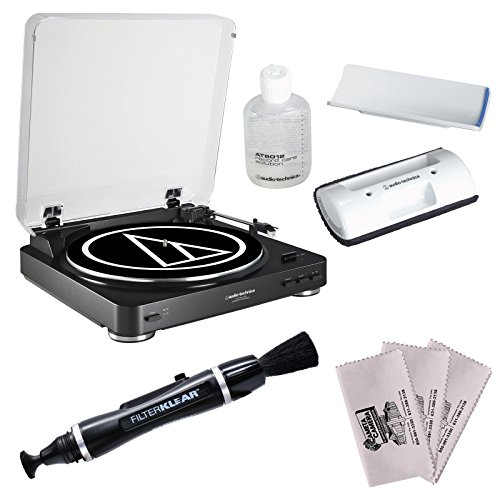 Audio-Technica AT-LP60-USB Automatic Belt-Drive Turntable & Recording Software (Black) with Record Care + Cleaning Kit