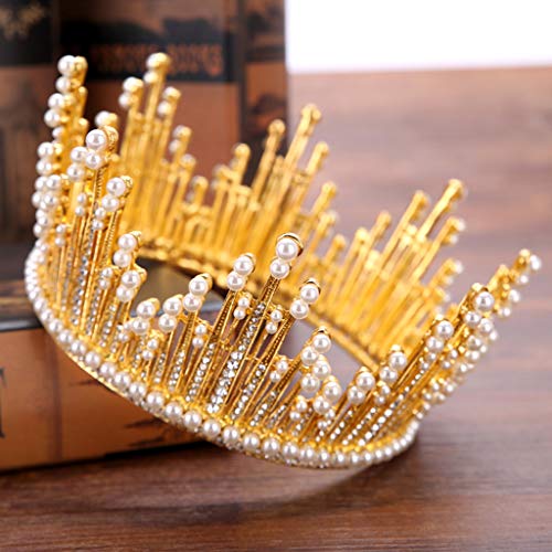 Luxury Elegant Crown Full Diamond Zircon Pearl Tiara Headband Ladie Jewelry Gift,Outsta 2019 Fashion Jewelry Hot Sale!Under 10 Dollars Gifts for Her