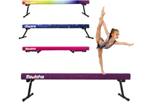 Sealoha 6ft Ultrasimple Adjustable&Foldable Balance Beam,High-Low Floor Beam Suede Gymnastics Equipment,No Tool Require, Gymnastics Beam for Training&Professional HomeTraining