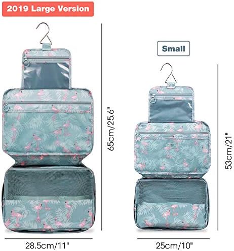 Large Hanging Travel Toiletry Bag Cosmetic Makeup Organizer for Women and Girls Waterproof (A-Flamingo Large) 3 Large Hanging Travel Toiletry Bag Cosmetic Makeup Organizer for Women and Girls Waterproof (A-Flamingo Large)