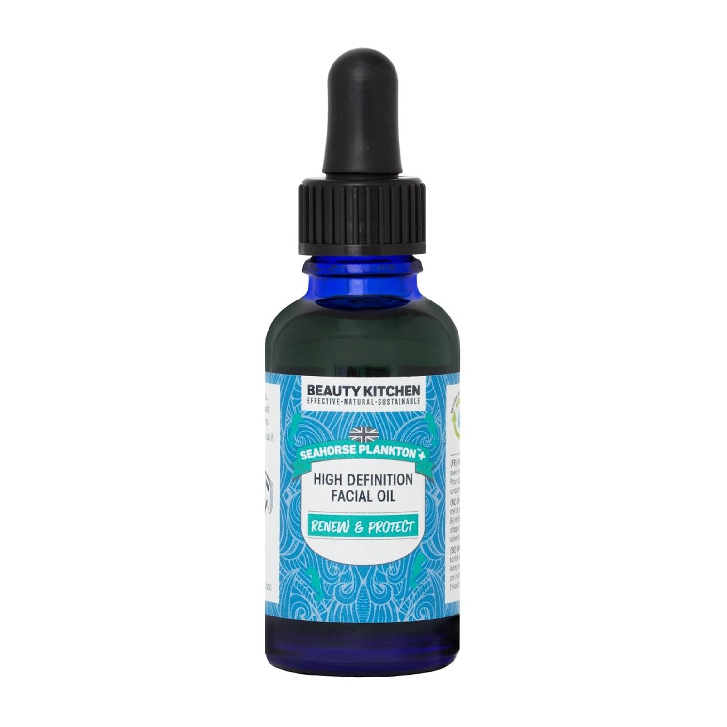 Beauty Kitchen - Seahorse Plankton + High Def Facial Oil 30ml - Smoothing & Brightening - Targets Fine Lines & Wrinkles - Stimulates Collagen - Vegan/Cruelty Free