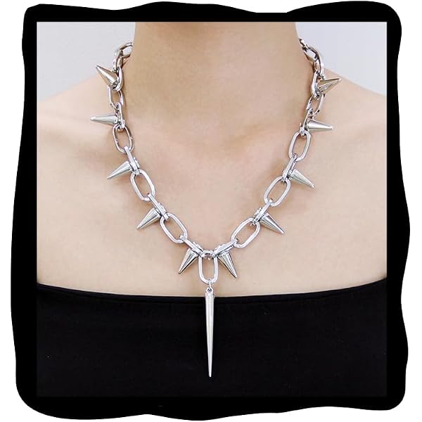 Sword Dagger Charm Choker Necklace – Barbed Wire Chain Goth Punk Rock Jewelry