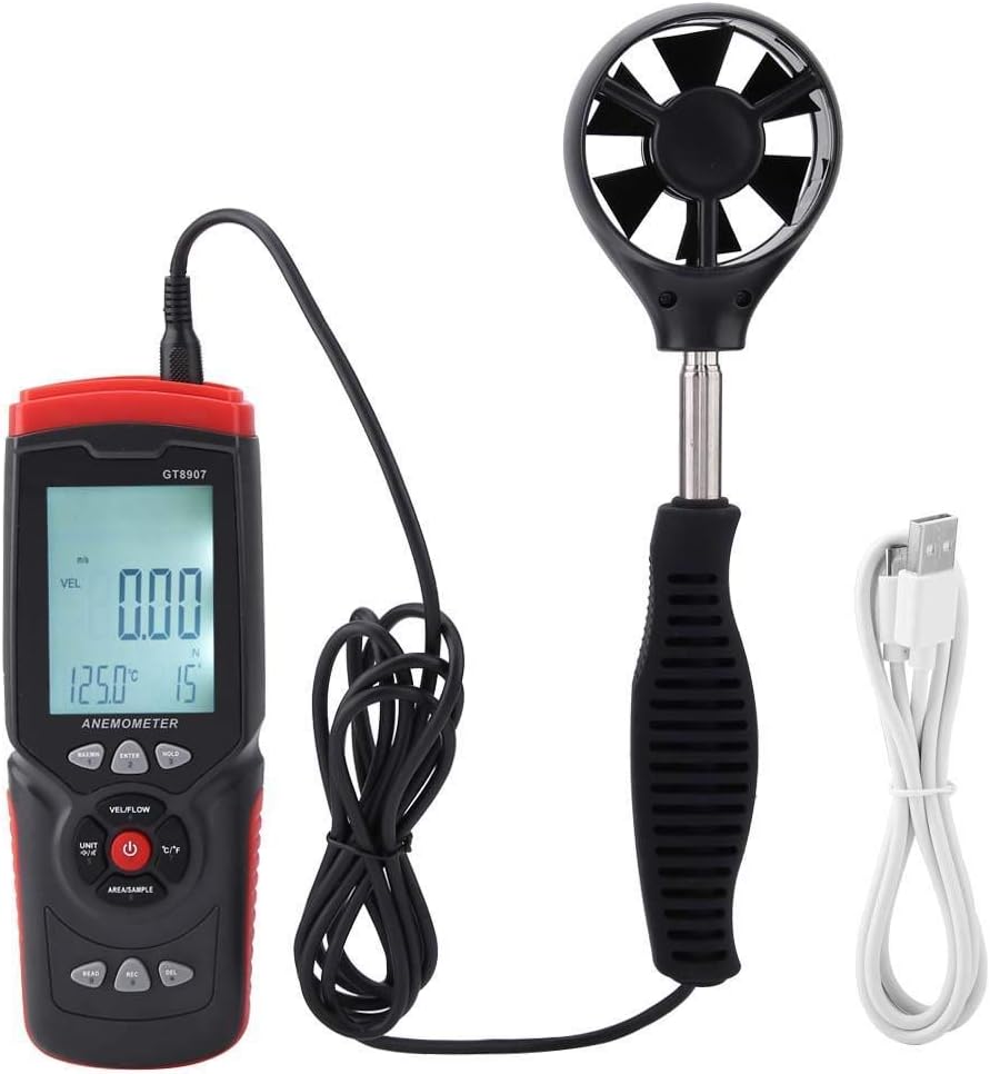 KXA Anemometer GT8907 Precise Digital USB LCD Backlight Anemometer
