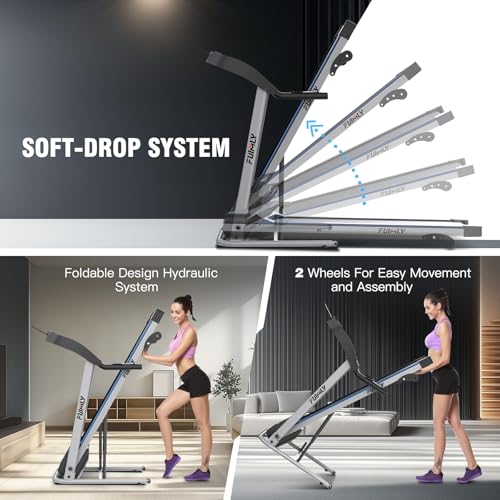 Treadmill with Incline, FUNMILY 3.5HP Heavy Duty Folding Treadmill for Home, 350 lb Capacity Walking Running Machine with Smart Fitness Tracking, 12 Preset Programs, LCD Display, 2 Control Methods