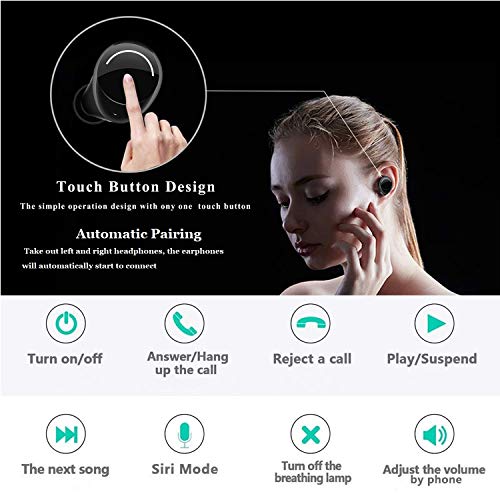 Kopfhörer Bluetooth Kabellose mit tragbarer Ladebox, Ohrhörer Hi-Fi Stereo Sound True Bluetooth V5.0 IPX5 Headset für iPhone X 8 7 Plus Samsung Galaxy S7 S8