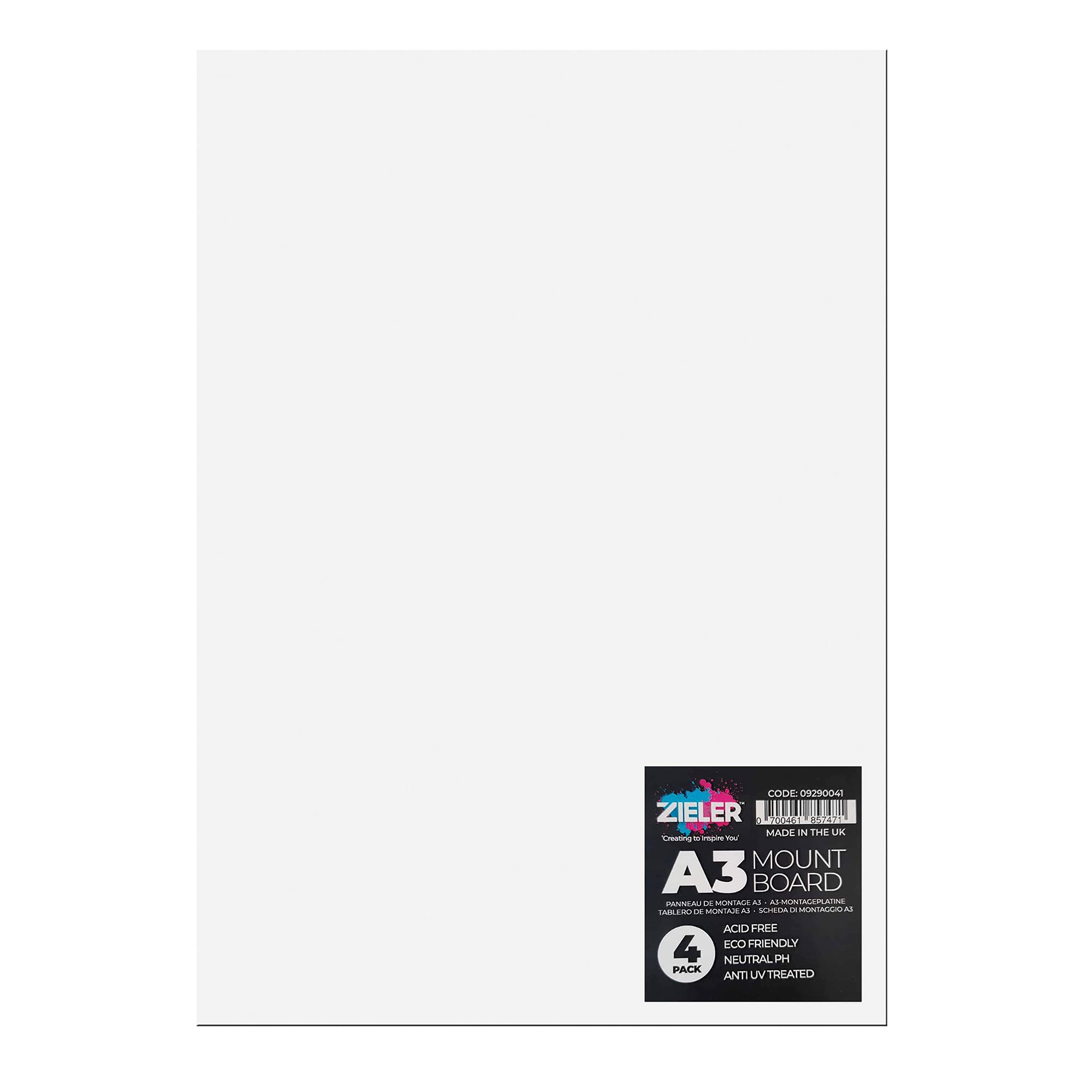 White Mount Board by Zieler® | 1.4mm Thick | High-White Sheets (A3 (4 Sheets))
