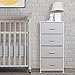mDesign Tall Dresser Storage Tower Stand with 4 Removable Fabric Drawers - Steel Frame, Wood Top Organizer for Baby, Kid, and Teen Bedroom, Nursery, Playroom, or Dorm, Spira Collection, Taupe/Natural